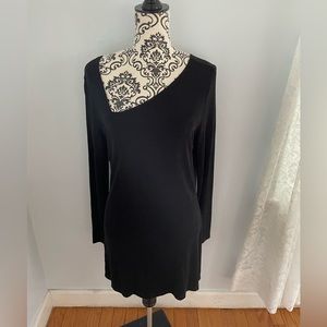 90s Asymmetrical Black long Sleeved Top by Limited Tricot Size Medium w Spandex